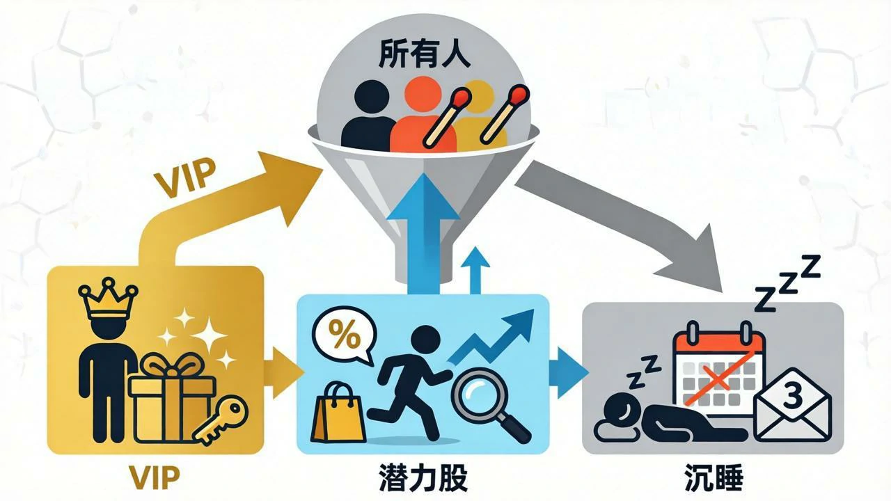 区分VIP、潜力股、沉睡客,推送不同优惠