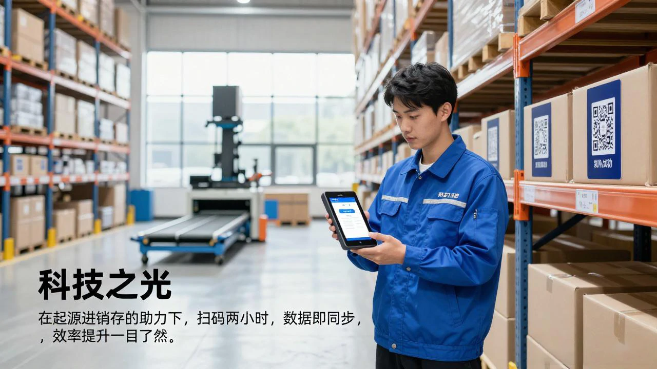 在起源进销存的助力下,扫码两小时,数据即同步,效率提升一目了然