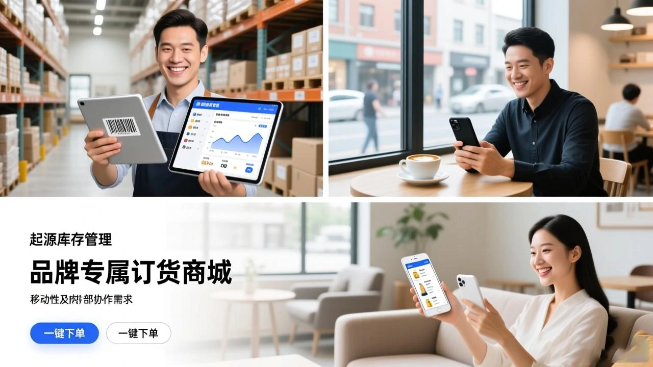 系统在真实工作场景中的易用性、移动性，以及如何同时满足内部管理（盘点、分析）和外部协作（客户订货）的双重需求