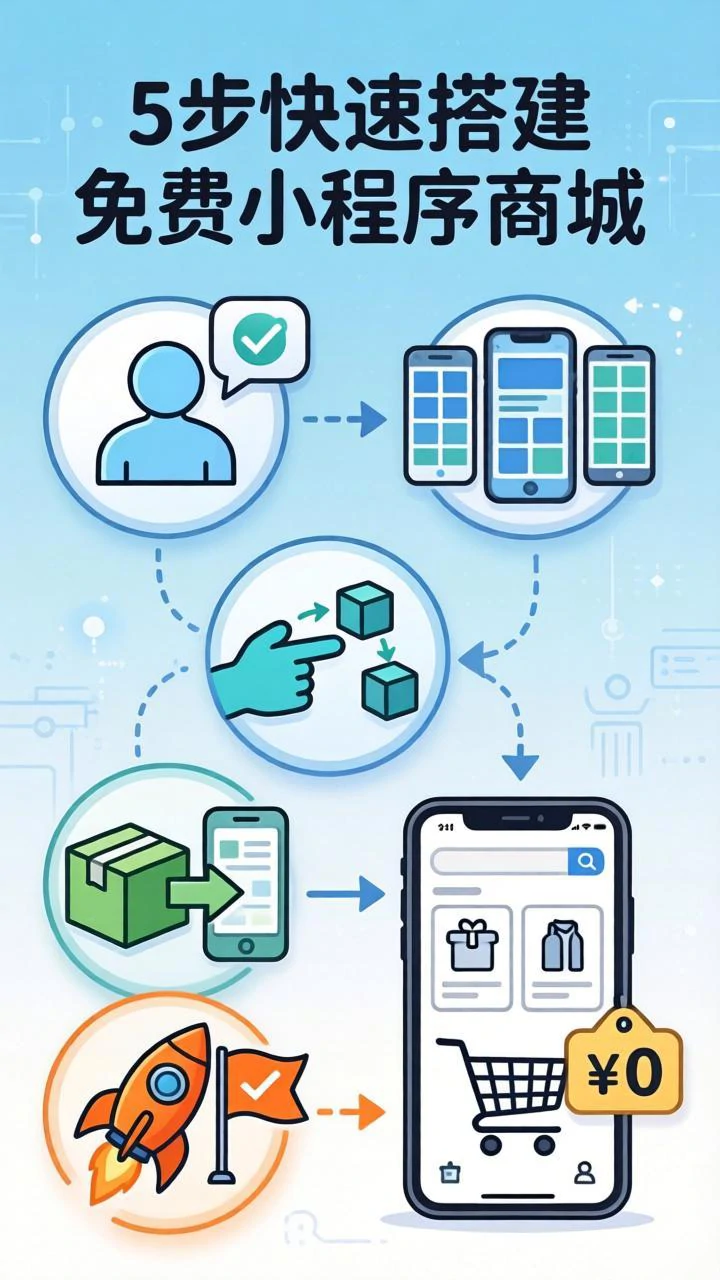 五步搭商城，注册编辑发布，手机预览免费