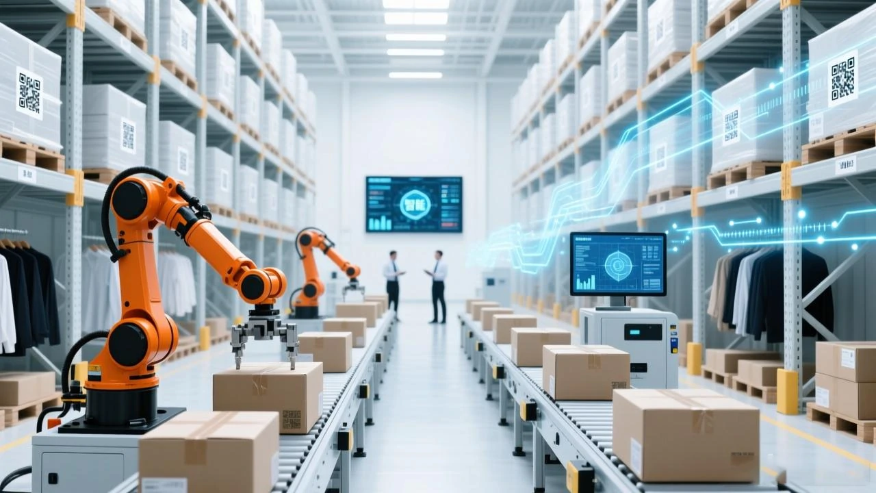 智能化管理的仓库，井然有序，通过技术与系统实现高效精准的作业