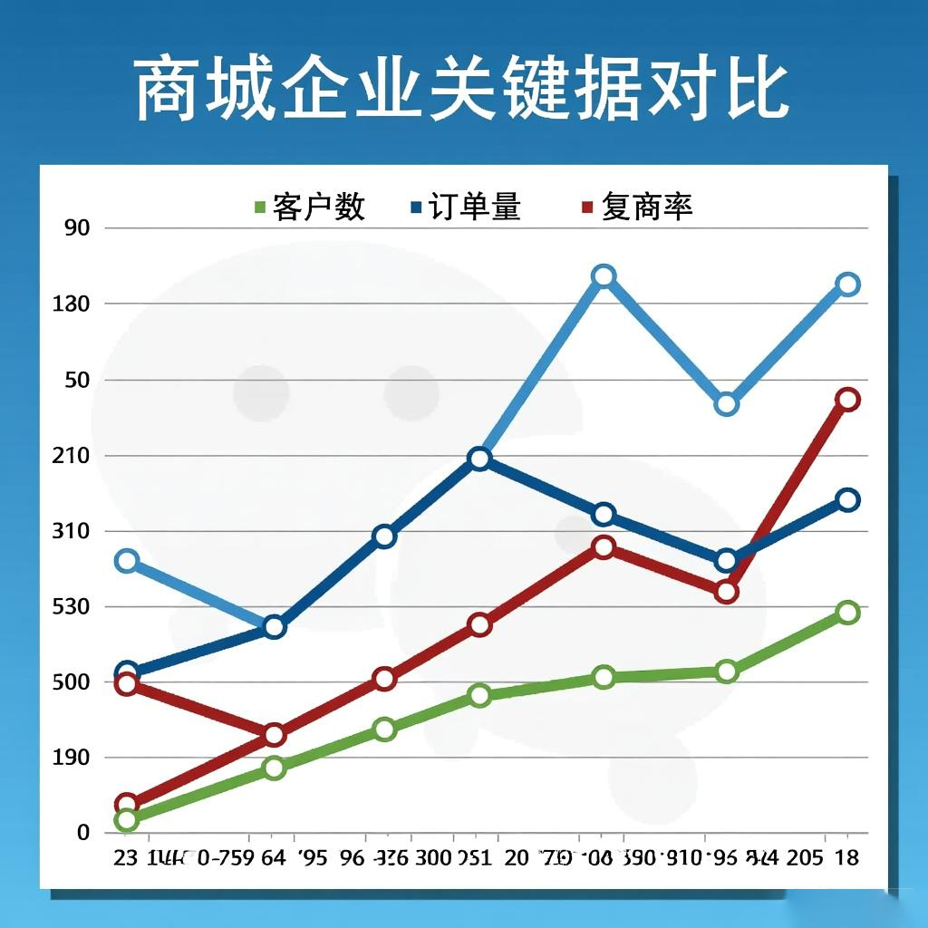 使用微信商城前后企业关键数据对比图