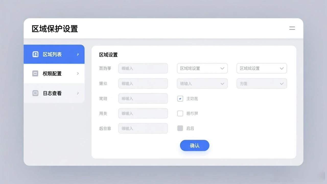 区域保护后台设置界面