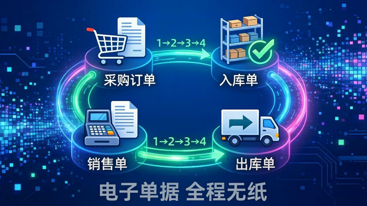 电子单据光效流转,采购入库销售无缝衔接