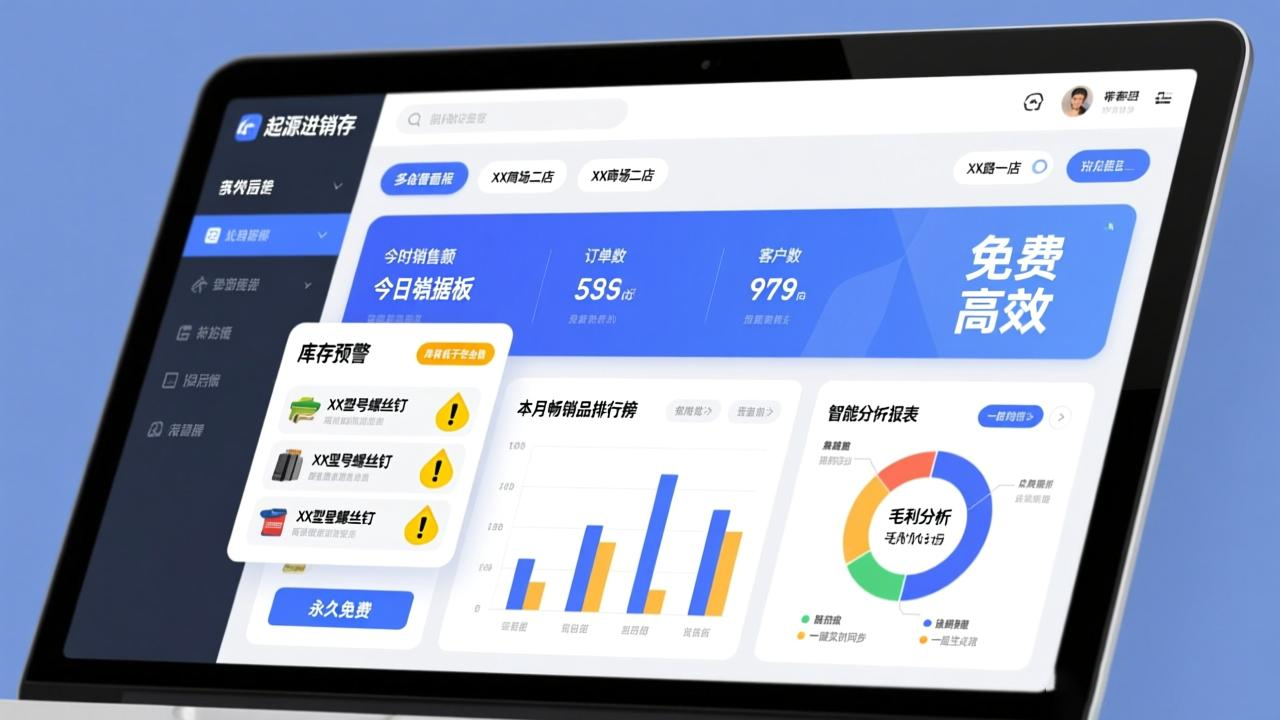 起源进销存提供简洁高效的后台管理，实现库存、订单、多店数据一体化管理，并具备智能预警与分析功能，助力商家降本增效