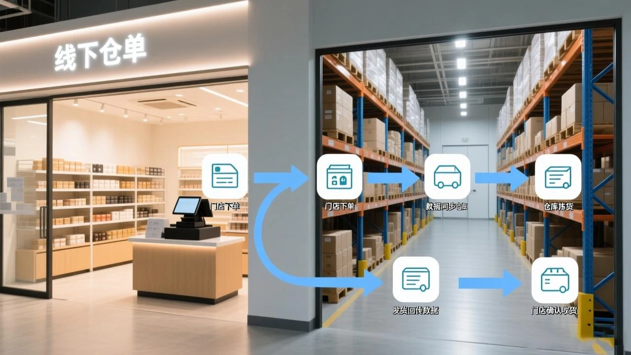 前店后仓数据流转流程图