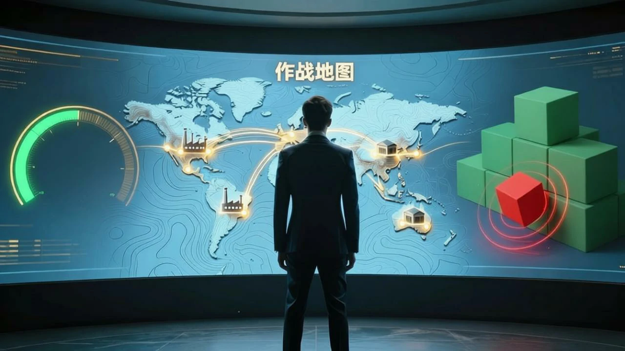 管理者背立大屏前,俯瞰供应链光影作战地图