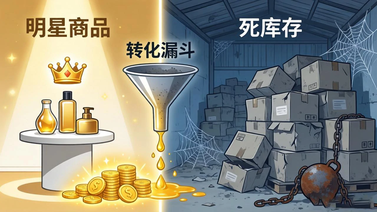 少数明星商品闪金光，多数死库存积灰，失衡立现