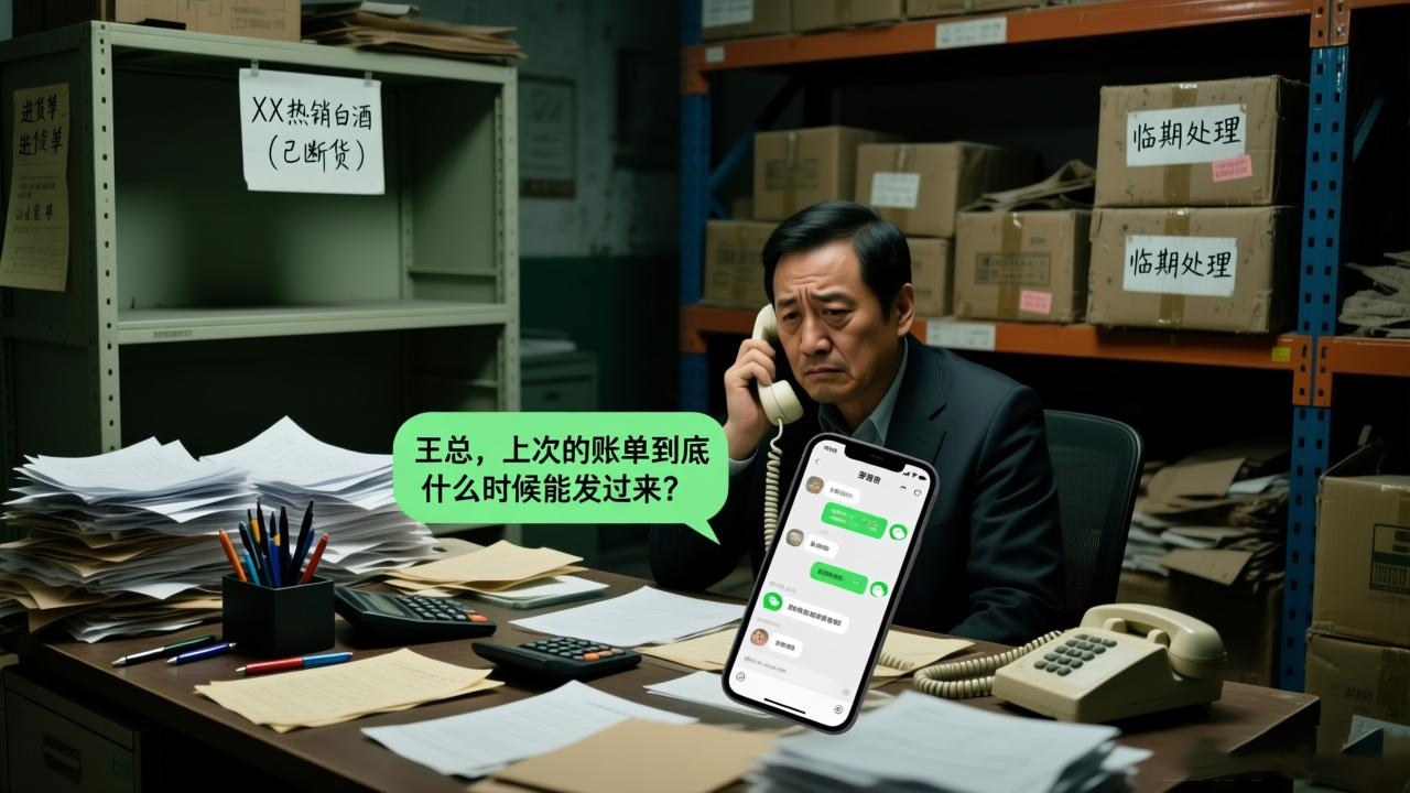  一位中小酒商老板在传统、混乱的工作场景中面临的巨大压力