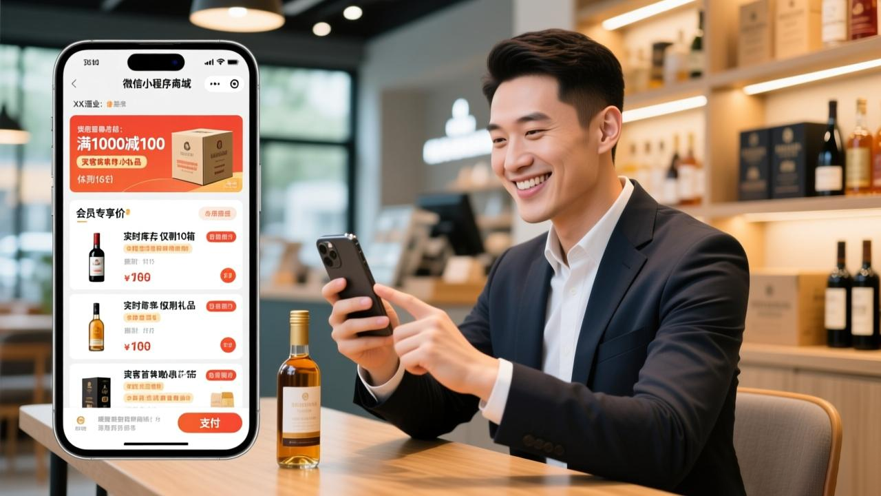客户正在轻松、愉快地使用商家专属的微信小程序商城下单